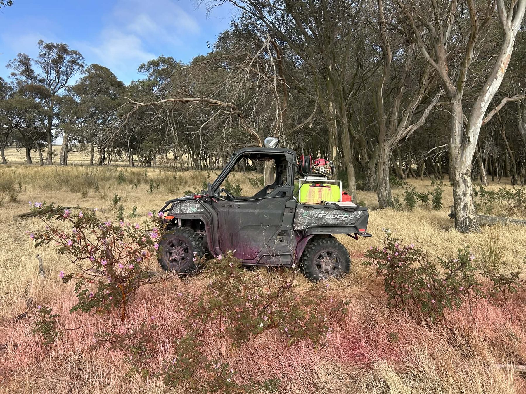 UTV spray unit in rural country